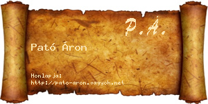 Pató Áron névjegykártya